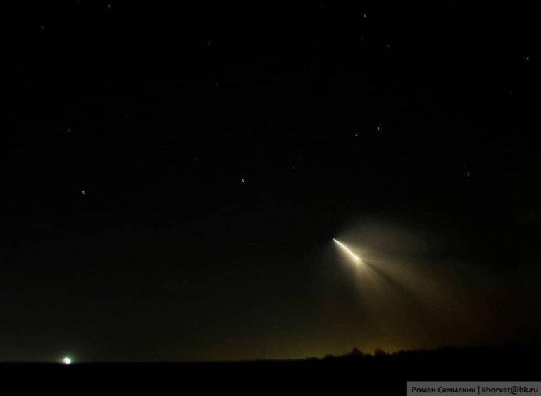 Вид из Белово. Старт ракеты-носителя с «Гагаринского старта» Байконура